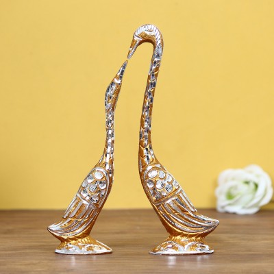 Flipkart SmartBuy Cute Swan Love Birds with 7 Inch Height Decorative Decorative Showpiece  -  18 cm(Aluminium, Gold)