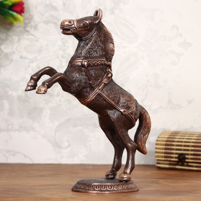 eCraftIndia Jumping Horse Antique Decorative Showpiece  -  26 cm(Metal, Brown)