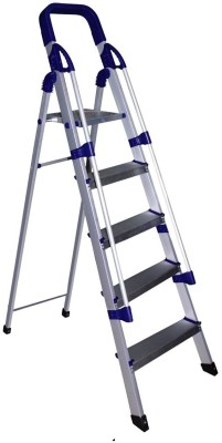 PARASNATH Railing Home Pro 5 Step Ladder Light Weight Blue Aluminium Ladder(With Platform)