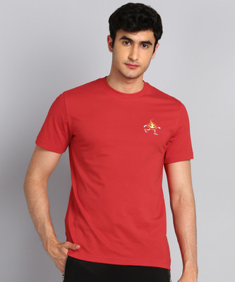ADIDAS Solid Men Round Neck Red T-Shirt