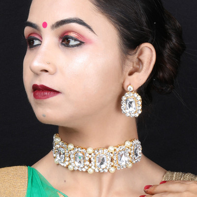 NM CREATION Alloy Gold-plated Rose Gold Jewellery Set(Pack of 1)