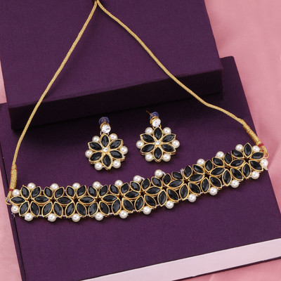 Shreenathji Jewellers Alloy Gold-plated Black Jewellery Set(Pack of 1)