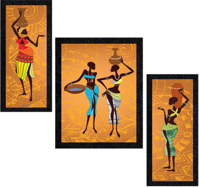 pnf Modern Abstract Art Set of 3 painting-1008- Digital Reprint 13.5 inch x 10.5 inch Painting(With Frame, Pack of 3)