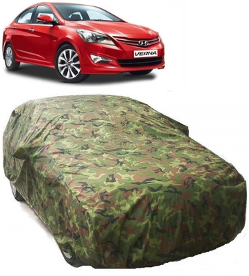AutoKick Car Cover For Hyundai Fluidic Verna 4S (With Mirror Pockets)(Multicolor)