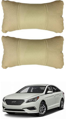 JVG Beige Leather Car Pillow Cushion for Hyundai(Rectangular, Pack of 2)