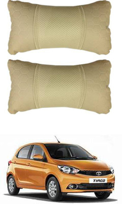 JVG Beige Leather Car Pillow Cushion for Tata(Rectangular, Pack of 2)