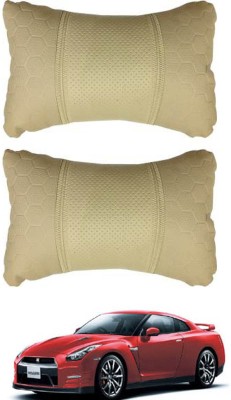 JVG Beige Leather Car Pillow Cushion for Nissan(Rectangular, Pack of 2)