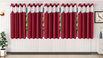 Stella Creations 152 cm (5 ft) Polyester Room Darkening Window Curtain (Pack Of 5)(Plain, Maroon)