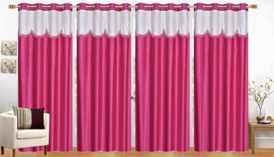 Stella Creations 274 cm (9 ft) Polyester Room Darkening Long Door Curtain (Pack Of 4)(Plain, Pink)