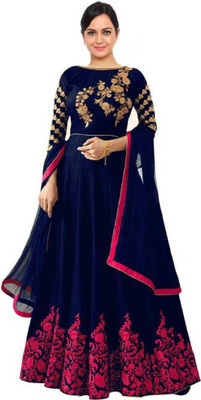 Hukam Creation Satin Embroidered Salwar Suit Material
