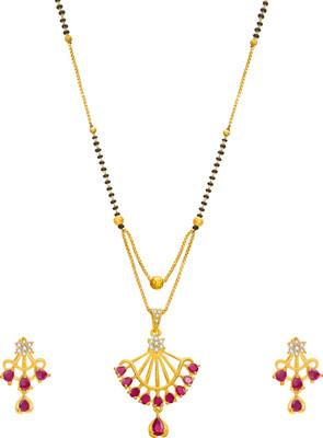 AADITA Metal, Alloy Gold-plated Black, Silver, Pink Jewellery Set(Pack of 1)