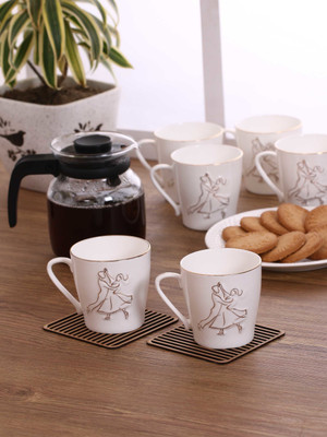 CLAY CRAFT CM-MASTER-SWRIL-373 Ceramic Coffee Mug(220 ml, Pack of 6)