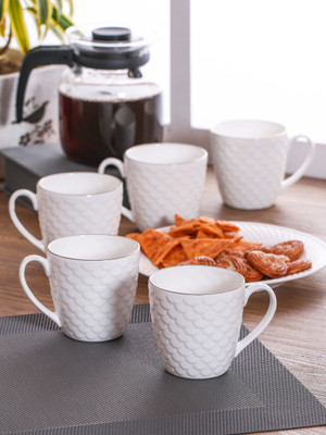 CLAY CRAFT CM-RIPPLE-IMP-1101 Ceramic Coffee Mug(220 ml, Pack of 6)