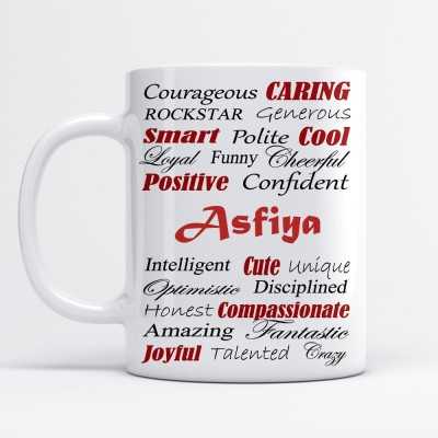 Beautum Amazing Personality Asfiya (350) ml Good Personality White Ceramic Coffee Mug(350 ml)