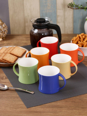 CLAY CRAFT CM-DIAMOND-COLOUR Ceramic Coffee Mug(220 ml, Pack of 6)