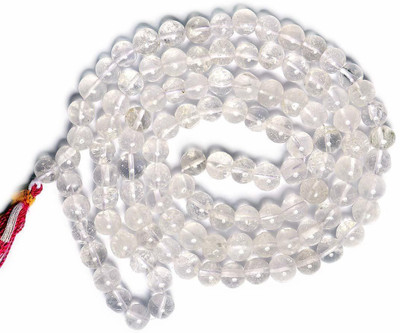 Kritharth Creation Clear Sphatik Mala Original sfatic sparkable Certified Wood Chain