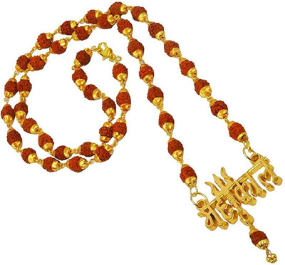 Raviour Lifestyle Raviour Lifestyle Shiv Mahakal Trishul Pendant Brass Locket With RD Cap Mala Brass Pendant Set