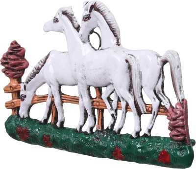 eCraftIndia White Horses Decorative Wall Hanging Decorative Showpiece  -  14 cm(Metal, White)