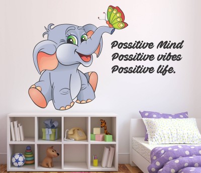 HAPPYSTICKY 75 cm Little Elephant Quotes|Wallstickers|Pvc Vinyl|Non-Reusable Sticker| Self Adhesive Sticker(Pack of 1)