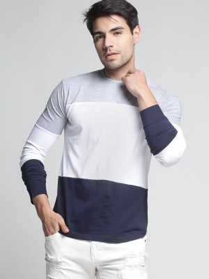 Trends Tower Colorblock Men Round Neck Grey T-Shirt