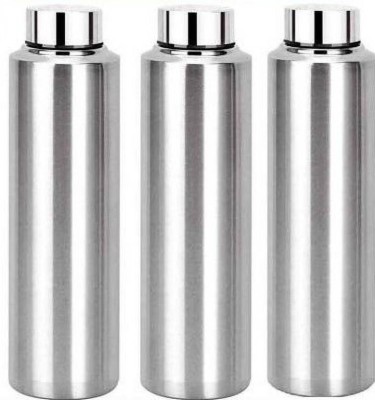 AKG Stainless Steel Fridge Water Bottle/Refrigerator Bottle/Thunder (1000 ML) 1000 ml Bottle(Pack of 3, Silver, Steel)
