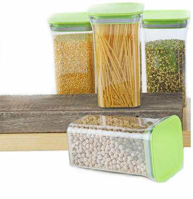 Analog Kitchenware Plastic Grocery Container  - 1100 ml(Pack of 4, Green)