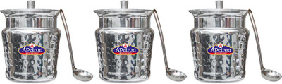 Apeiron Steel Utility Container  - 300 ml(Pack of 3, Silver)