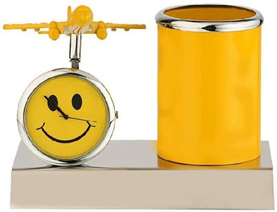 SMART WORLD 1 Compartments METAL YELLOW(Colour) special encrafted PEN STAND & DESK ORGANISER(Yellow)