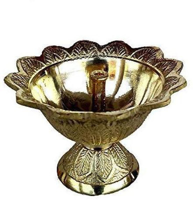VALUE CRAFTS (Pack Of 1 Pcs) Classic Round Brass Kamal Akhand Diwali Devdas (No.1) Oil / Ghee Table Lamp Diya Designed Deepak Worship/Puja For Home & Office Decoration, Gifting And Spritual Religious Purpose Brass (Pack of 2) Table Diya(Height: 1.57 inch)