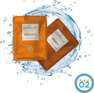 GEMBLUE BIOCARE Orange + Honey Facial Sheet Mask Pack Of 2(20 ml)
