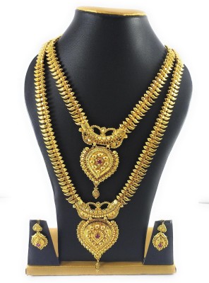 AFJ GOLD Alloy Gold-plated Gold Jewellery Set(Pack of 2)