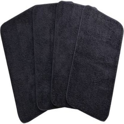 NAVRUDRA Microfiber Bathroom Mat(Black, Medium, Pack of 4)