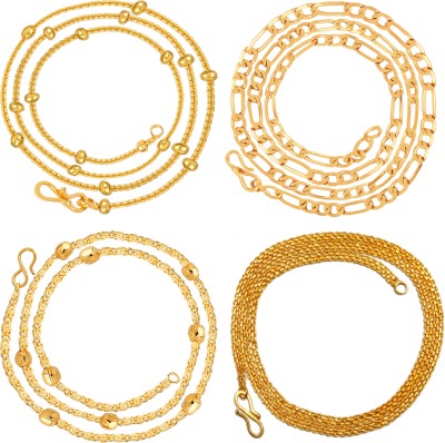 Fashion Frill Trendy & Fancy Exclusive Gold Plated Neck Chain Combo Pack of 4 Gold-plated Plated Brass Chain