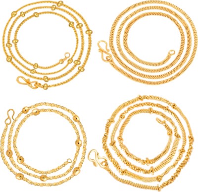 Fashion Frill Trendy & Fancy Exclusive Gold Plated Neck Chain Combo Pack of 4 Gold-plated Plated Brass Chain