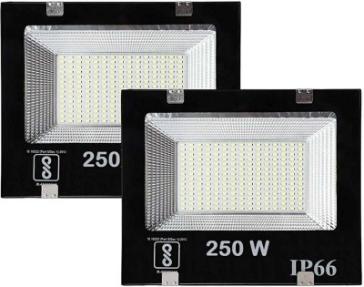 SPARC LIGHTS 250 Watt Ultra Thin Slim Ip66 LED Flood Outdoor Light Cool White Waterproof- Pack of 2 Gate Light Outdoor Lamp(White)