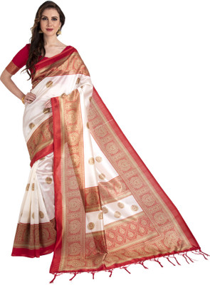 Salooni Woven Bollywood Art Silk Saree(Red, White)