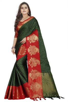 Wamsi Woven Dharmavaram Cotton Silk Saree(Dark Green)