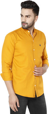 FUBAR Men Solid Casual Yellow Shirt