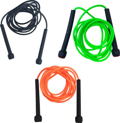 PROSPO MEGA-FIT JUMP ROPES (COMBO – PACK OF THREE) Freestyle Skipping Rope(Orange, Black, Green, Length: 18 cm)
