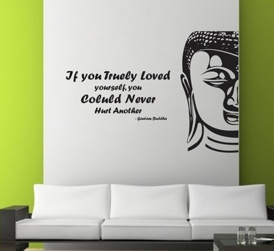 VCREATE DECOR 58 cm Buddha with quotes Removable Sticker(Pack of 1)