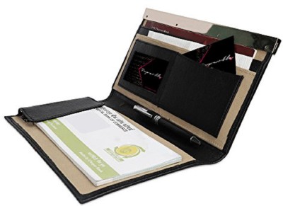 PAPERLLA Black Cheque Book Holder Expendable Faux Leather/Document Holder(Black)
