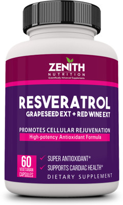 Zenith Nutrition Nutrition Resveratrol Grapeseed Redwine Ext Lab tested(60 No)