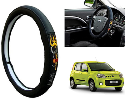 WolkomHome Steering Cover For Fiat Uno(Black, Leatherite)