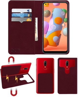 ACM Flip Cover for Samsung Galaxy A11(Maroon, Cases with Holder, Pack of: 1)