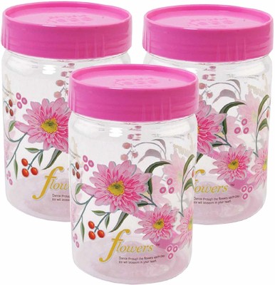 Heart Home Plastic Grocery Container  - 1100 ml(Pack of 3, Pink)