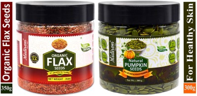 Midiron Roasted Flax Seed (350 gm) & Pumpkin Seed (300 gm) Healthy Seeds Pack Brown Flax Seeds, Pumpkin Seeds(650 g, Pack of 2)