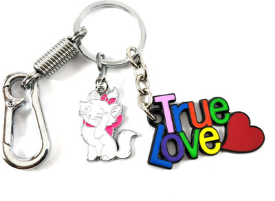 SHOKY LOOKS True Love Multi color with Cute cat silver locking hook Key Chain