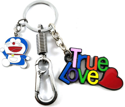 SHOKY LOOKS multicolor True Love silver locking hook with Doremon Key Chain