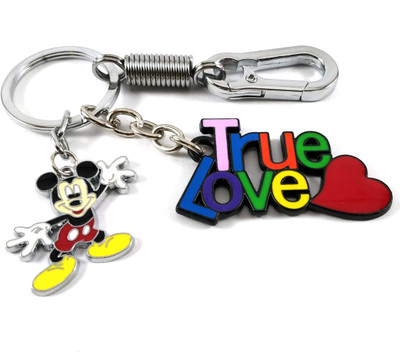 SHOKY LOOKS silver locking Hook Mutli color true love with Mini mickey mouse Key Chain