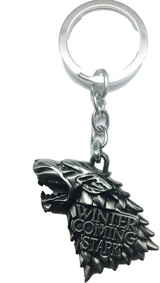 RAJ Silver Game of Thrones, House Stark Direwolf Shape Keyring & Keychain Key Chain